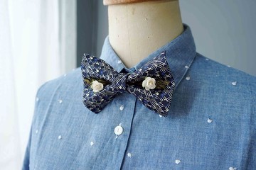 古董布花領帶改製手工領結-那年夏天寧靜的海-白玫瑰版