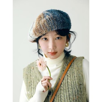 FUCHEMA 撞色貝雷帽女秋冬韓版日系文藝百搭畫家帽油畫風蓓蕾帽子