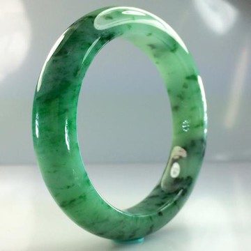 【森茂珠寶】緬甸天然翡翠A貨 滿綠帶正陽綠厚版圓鐲 A988