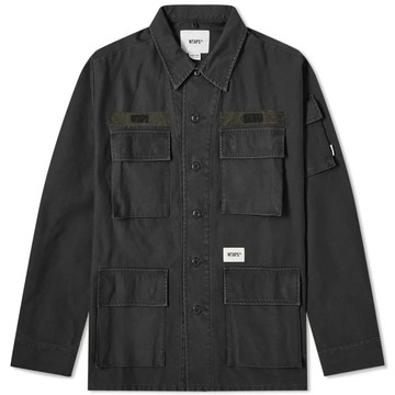【逢甲 FUZZY】WTAPS JUNGLE LS 長袖 襯衫 軍裝 工裝 叉叉 油漆 黑 201WVDT-SHM02