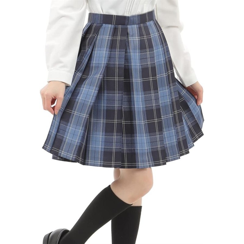 プリーツスカート チェック柄 丈48cm 膝上 スクールスカート 制服 女子