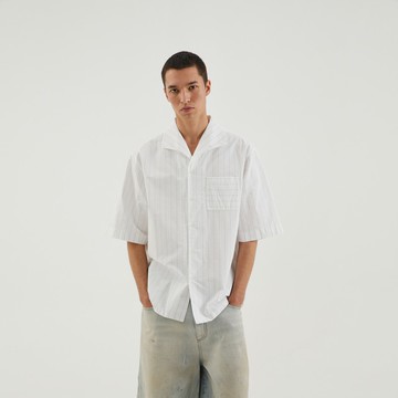 Wihite striped Bowling shirt