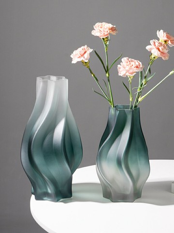 【可開發票】 宅配到府 花瓶 玻璃花瓶輕奢創意龍卷風造型擺件客廳玻璃水養插花高級磨砂質感餐桌裝飾品~優樂悅