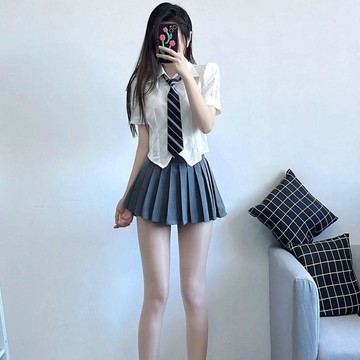 雨菲|免運 JK制服 JK套裝 短裙 百褶裙 水手服 學院風短款襯衫女修身襯衣領帶收腰上衣搭配百褶裙jk制服套裝