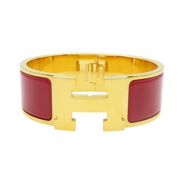 HERMES 愛馬仕 紅色琺瑯 金色鍍金 Clic Clac H手環 H300001F 【二手名牌BRAND OFF】