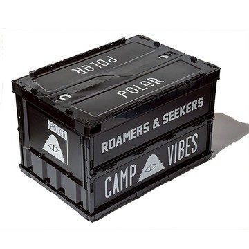 日本限定 POLER FOLDING CONTAINER 雙側開摺疊收納箱 裝備箱 黑