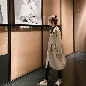 新款赫本風中長款chic風衣大衣女春秋休閑小個子外套韓版寬松