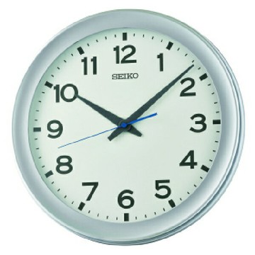 seiko SK037 精工鐘 (QXA835S) 簡約數字滑動式秒針圓形掛鐘 銀框  36.8cm｜樂天領券現折★全館特惠中★指定刷卡回饋10%