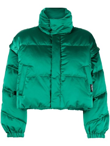 izzue - logo-patch quilted padded jacket - women - Polyester/Nylon/Down/Feather - XS - Green