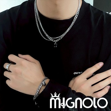 MIGNOLO💫黑鑽雙層項鍊 鈦鋼項鍊 項鍊 嘻哈項鍊 316L醫療鋼