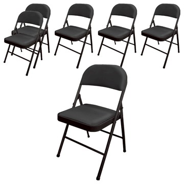 家居 設計 皮革折疊椅  黑色  6個