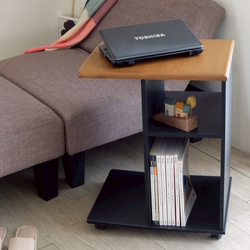 EASYHOME 克拉瑪 收納活動便利桌 含輪子 5564-BB 53 x 40.8 x 68.2cm 12.5kg  胡桃色 + 黑色  53cm  2個