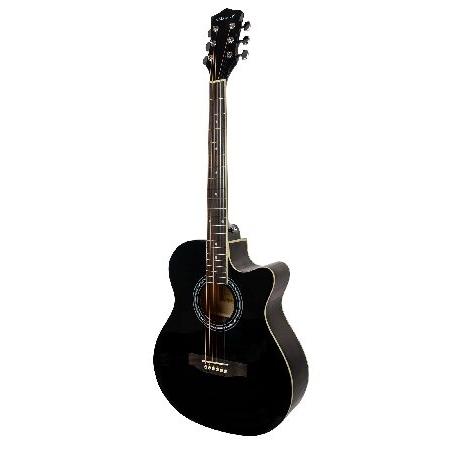 Vault EA-20 Full-Size Cutaway Acoustic Guitar Black Bundle with Gig Bag, Tuner, Picks, Strap, and String Winder並行輸入