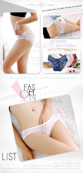 性感三/平角褲 蜜臀誘惑！交叉細帶鏤空蝴蝶結三角褲﹝白﹞