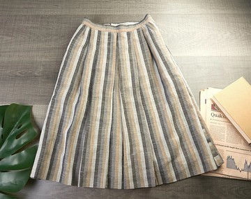 復古百褶裙| 條紋半身裙 | 女士復古半身裙| XS 碼半身裙