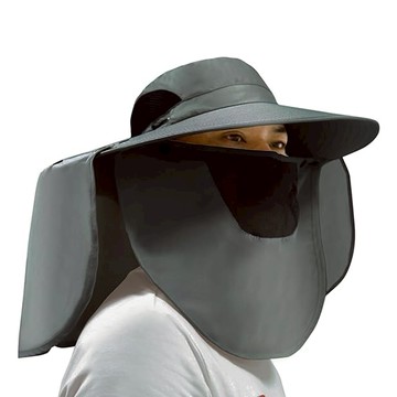 AHOYE 男女防水防曬頸蓋遮陽帽 可拆卸面罩  32 x 26.5 x 0.6cm  黑色