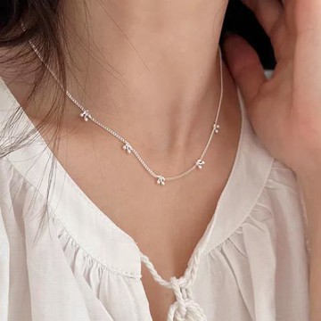 【A&R】S925純銀甜美可愛小櫻桃鎖骨項鍊(招桃花 小清新 甜心 氣質 百搭 情人節 生日 禮物)