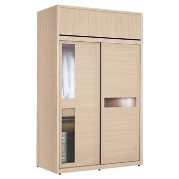 Boden-米達4.9尺加高型長虹玻璃衣櫃(推/拉門衣櫃+棉被收納櫃-內附穿衣鏡)