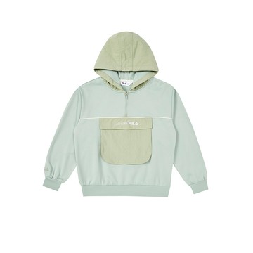 FILA KIDS 童長袖排汗快乾連帽T恤-綠色 1TEZ-8321-GN