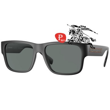 BURBERRY 巴寶莉 時尚方框偏光太陽眼鏡 BE4358 346481 霧黑框深灰偏光鏡片 公司貨