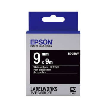 EPSON LK-3BWV 黑底系列黑底白字標籤帶(寬度9mm)