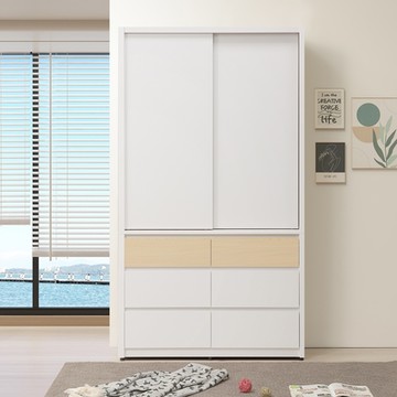 直人木業-NINA簡約風六抽滑門標準衣櫃105公分