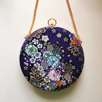 日式紫金繁花小圓包 - 可手拿/ 斜揹/ 婚禮姊妹禮物