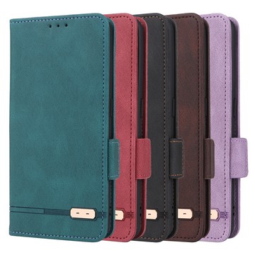 適用OPPORealmeGTneo3手機套翻蓋多卡槽五金磁吸扣復古商務對吸皮套素面色書本式手機殼