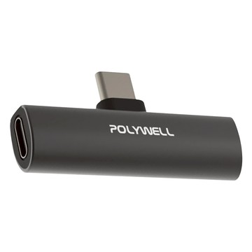 POLYWELL 寶利威爾 Type-C轉3.5mm T型音源轉接器 + PD輸入 PW15-T02-A041  49mm  黑色  1個