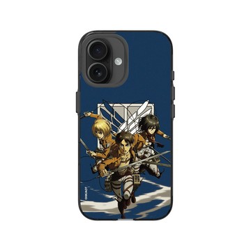 iPhone 16 Clear (相機按鈕) 酷墨灰 - 進擊的巨人 Attack On Titan - S2&S3 - 艾蓮＆米卡莎＆阿爾敏