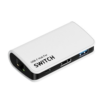 HAGiBiS switch便攜底座擴充器HDMI+USB3.0+RJ45網口+PD供電(白色SWC04