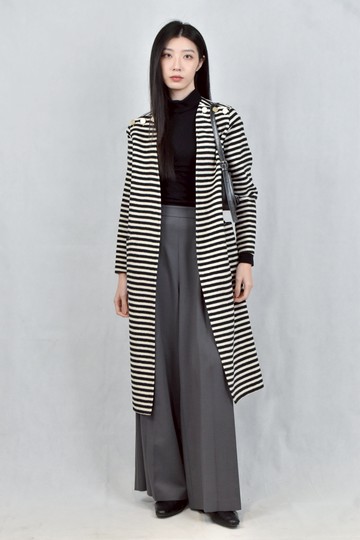 (M) max mara白色條紋長版外套