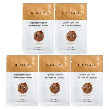 Idealove, Superfood Skin Savior，You Make Me Coconuts，5 片美容片裝面膜，每片 0.68 液量盎司（20 毫升）