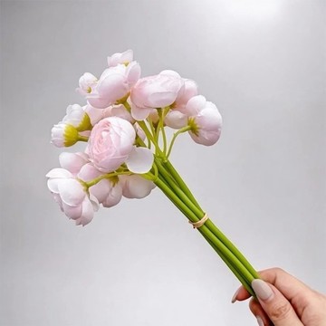 法式浪漫復古茶花清新粉仿真花花材(6入組)