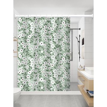 田園衛生間防水布美式浴室簾加厚防霉隔斷掛簾高檔磁吸浴簾免打孔