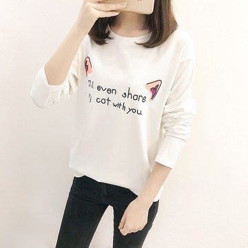 ◆快速出貨◆配對情侶裝．MIT台灣製．純棉長T【YL0255】長T-貓耳朵I ll even Share my cat