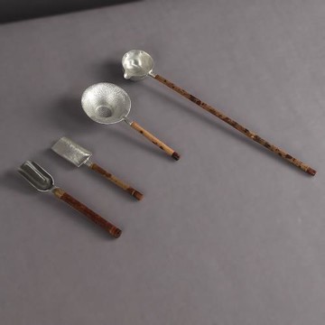 日式香妃竹水勺純錫茶濾茶則水漂茶匙茶則茶勺勺子茶鏟茶漏過濾道