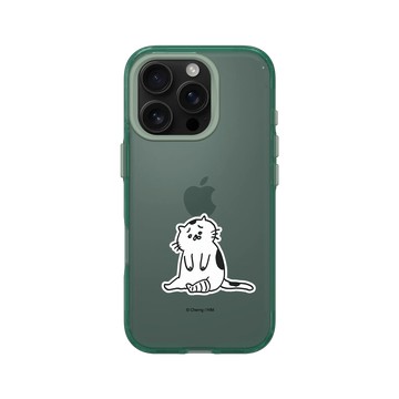iPhone 16 Pro Clear 憂墨綠 - 馬來貘 Laimo - 沮喪貓咪