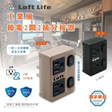 【N Dr.AV聖岡科技】Loft工業風 奶茶色 節電2開2插分接器/壁插 LL-865P