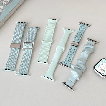 夏日淡薄荷編織硅膠尼龍小蠻腰錶帶 Apple Watch 錶帶 iwatch錶帶 全系列通用 淡薄荷
