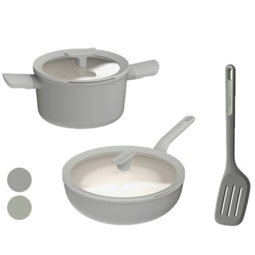 BergHOFF 貝高福 Balance炒鍋28cm+湯鍋20cm+鍋鏟 超值三件組 - MM(霧月灰)