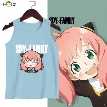 間諜過家家周邊阿尼亞福杰無袖t恤衫男女兒童裝學生涼快純棉背心