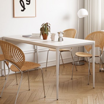 台灣公司 免稅開票 餐桌 意式極簡純白色巖板餐桌椅組合鋁合金家用小戶型長方形吃飯桌子S089快速出貨