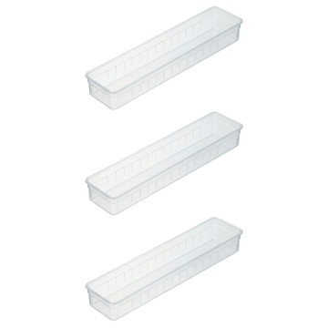 inomata 抽屜小物收納 0072 透明抽屜整理盒 附可移動隔板  3個