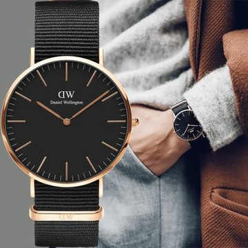 Daniel Wellington DW 女錶 Classic Cornwall 經典極簡帆布帶手錶 暑期質感選物 送禮首選-40mm/玫瑰金框 DW00100148