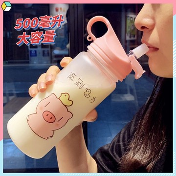 特惠🚀🚀✨韓版ins水杯 可愛吸管水杯 女學生塑料杯子 便攜潮流ins喝水杯 少女心茶杯500ml