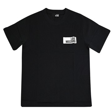 MOSCHINO LOVE MOSCHINO 經典燙印LOGO棉質短T恤.黑