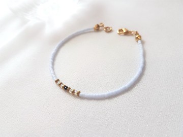 湛藍星空 ‧ 藍金沙石 黃銅 串珠 細手環