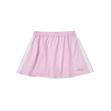 FILA KIDS 女童蕾絲織帶機能排汗短裙-粉紫 5SKZ-8319-PL