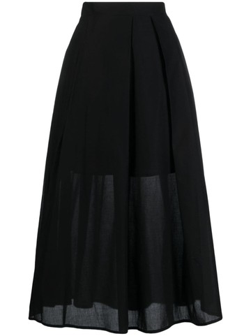 DKNY - pleated cotton midi skirt - women - Cotton/Cotton - XS - Black